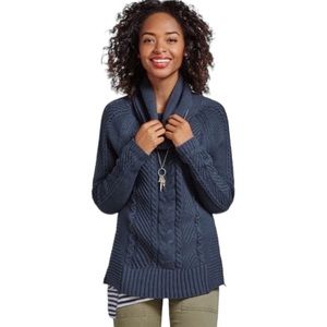 Cabi Cable Knit Cowl Neck Long Sleeve Chunky Pullover Sweater